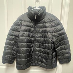 Black Puffer Jacket Packable with Bag